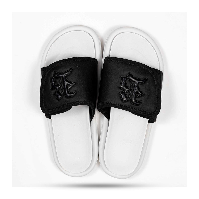 Chinelo Slide Branco Velcro Preto