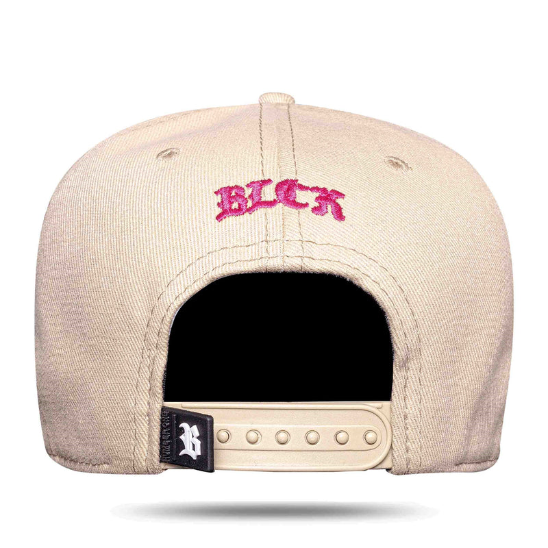 Boné Bege Snapback Cotton Follow Rosa