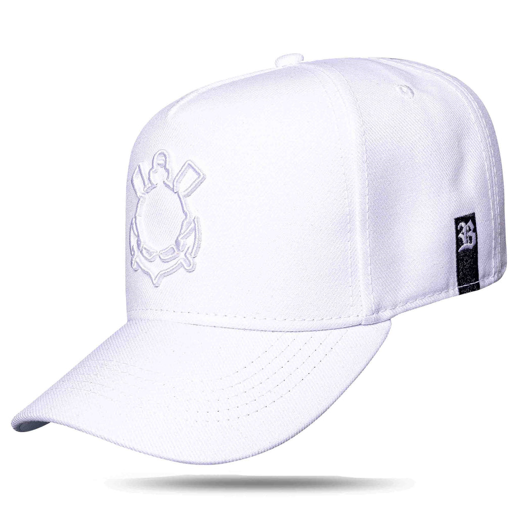 Boné Corinthians - Logo Timão Alto Relevo Snapback Branco - Blck Brasil