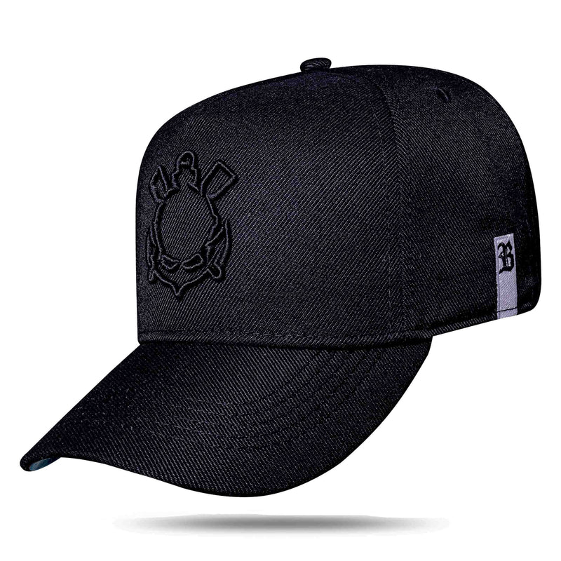 Boné Corinthians - Logo Timão Alto Relevo Snapback Preto - Blck Brasil