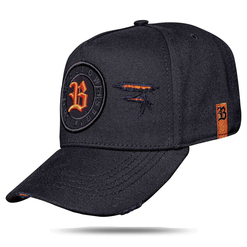 Boné Preto Snapback Cotton Follow Laranja