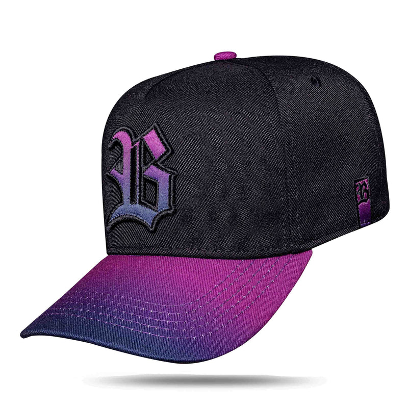 Boné Kids Snapback Preto Aba Degradê Azul Marinho Roxo