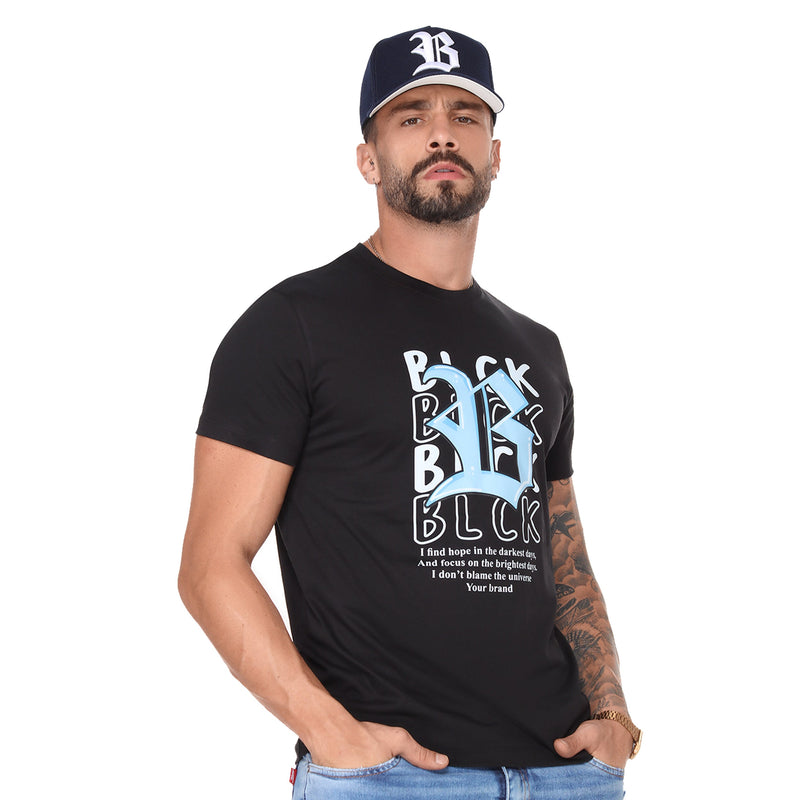 Camiseta Preta Blck Logo B Azul