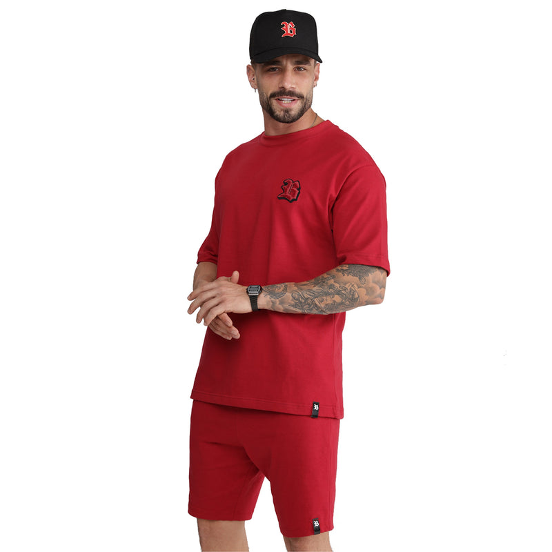 Conjunto Vermelho Oversized Logo Chenille