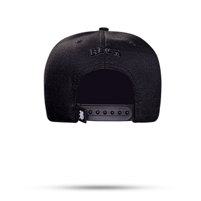 Boné Preto Snapback Aba Couro Estrelado