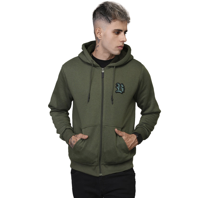 Blusa Moletom Verde Musgo Zíper Logo B