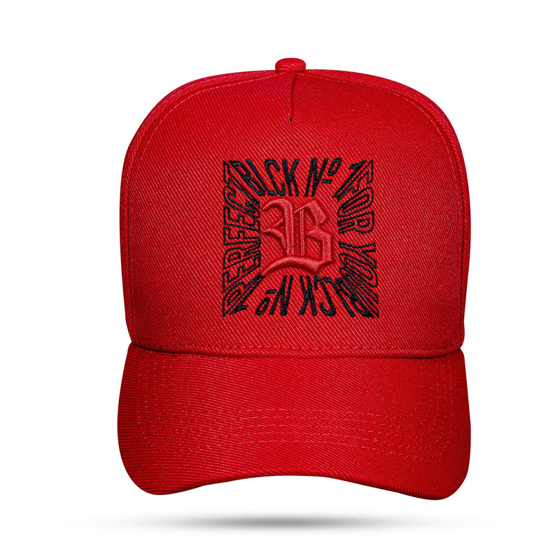 Boné Vermelho Snapack Quadrado Perfect Preto