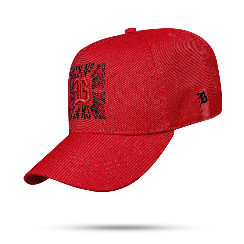 Boné Vermelho Snapack Quadrado Perfect Preto