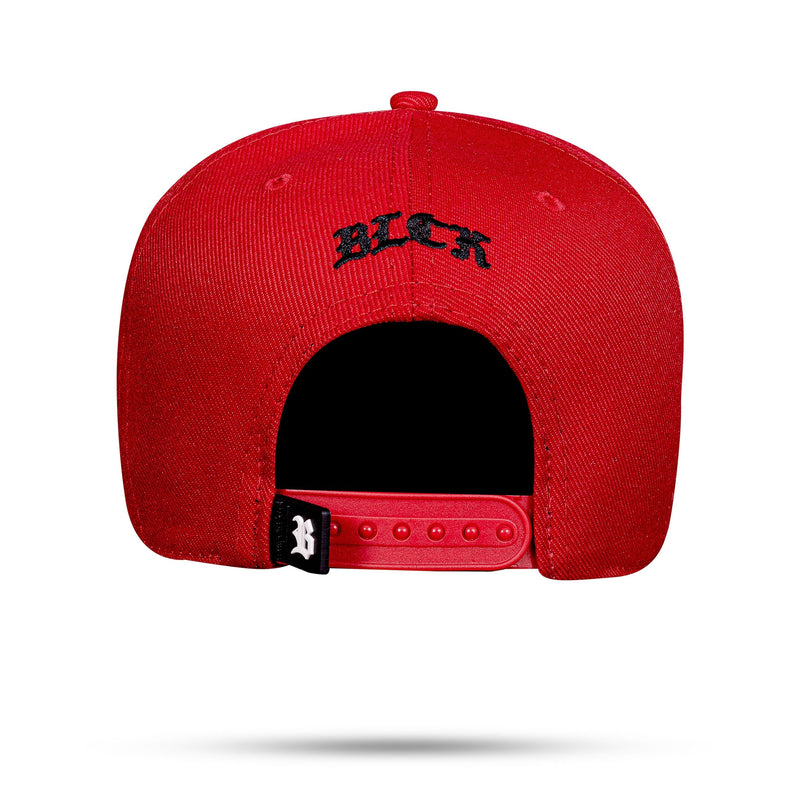 Boné Vermelho Snapack Quadrado Perfect Preto