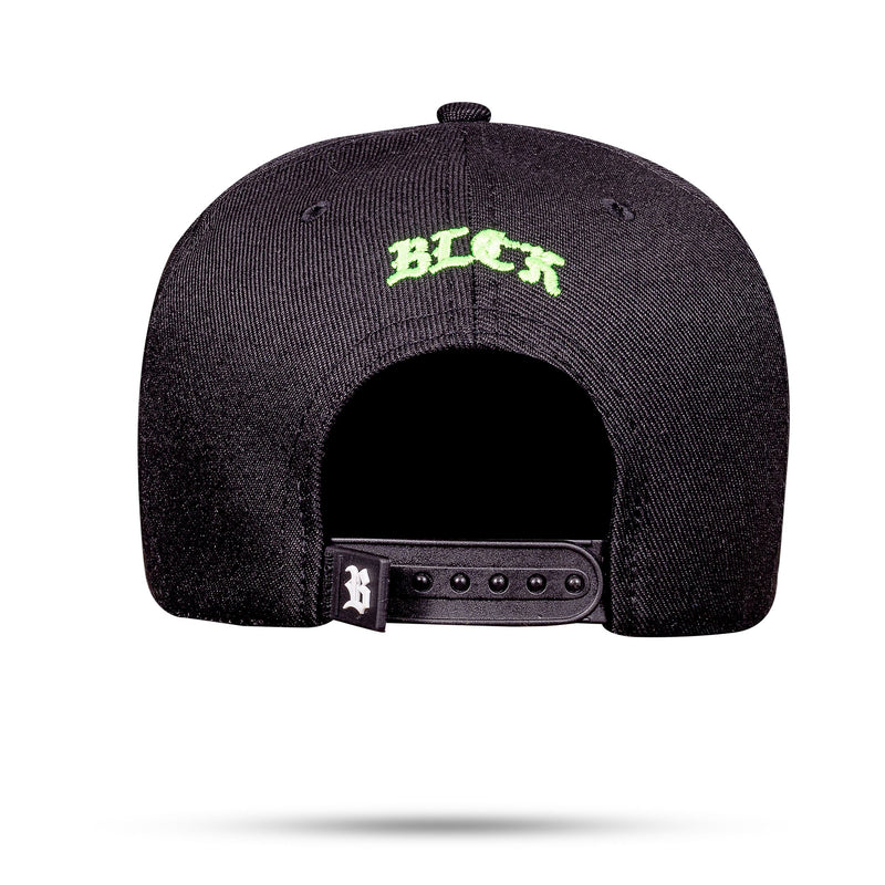 Boné Preto Snapack Quadrado Perfect Verde Fluor