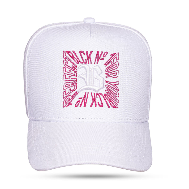 Boné Branco Snapback Quadrado Perfect Pink