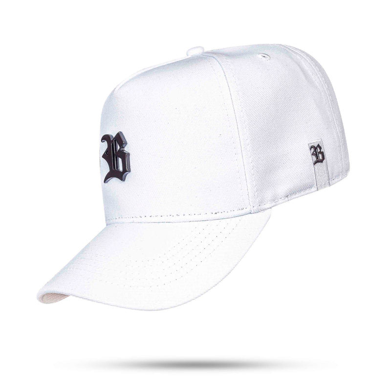 Boné Branco Snapback Basic Metal Brilhante Preto