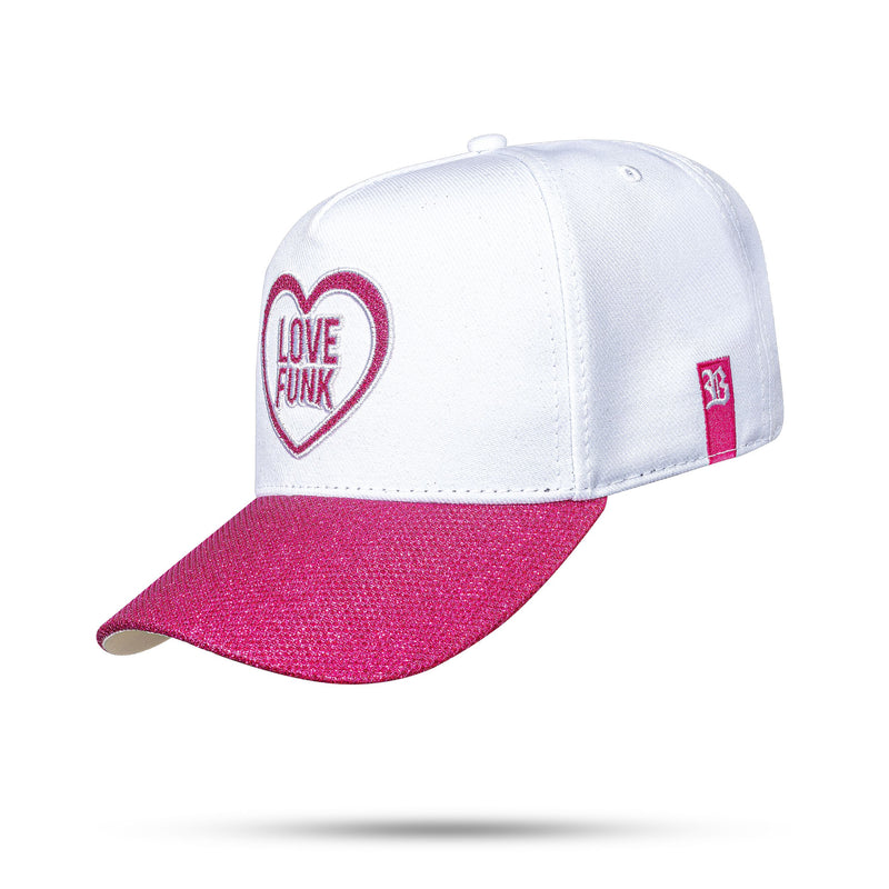 Boné Love Funk - Branco Aba Brilho Pink Snapback - Blck Brasil