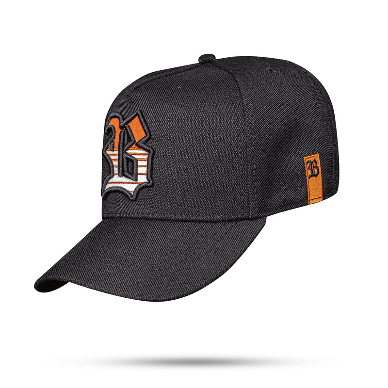 Boné Preto Snapback Contour Degradê Laranja