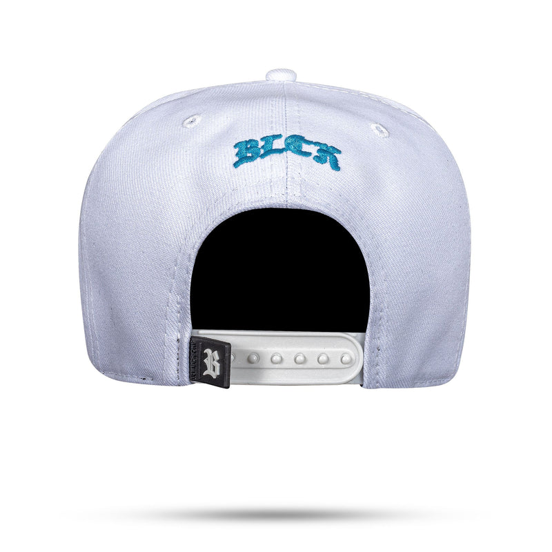 Boné Branco Snapback BLCK Smile Azul Celeste