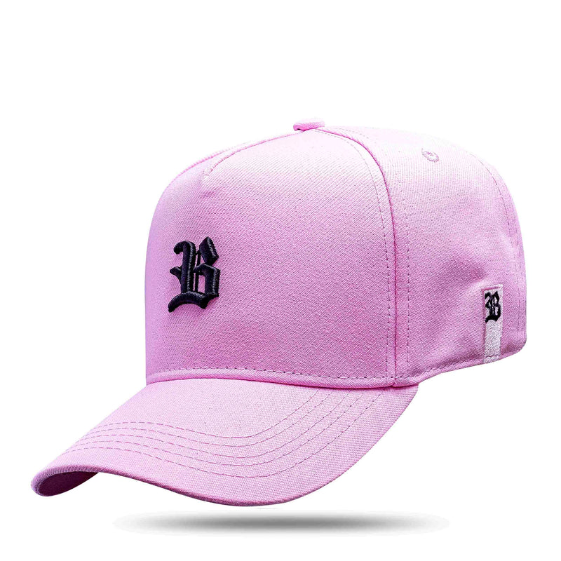 Boné Snapback Basic Rosa Claro Logo Preto