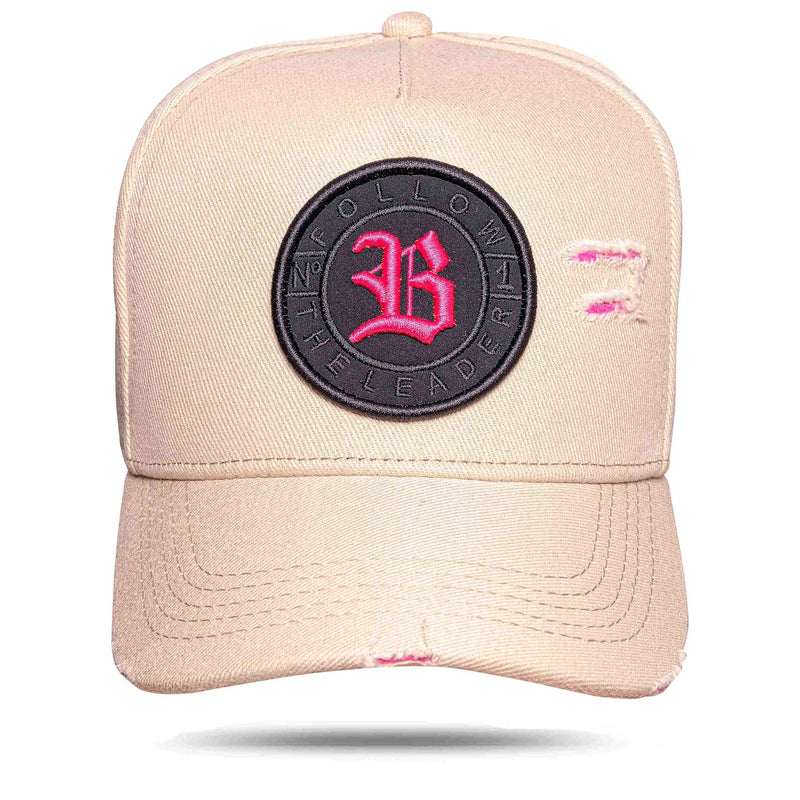 Boné Bege Snapback Cotton Follow Rosa