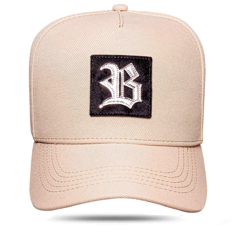 Boné Bege Snapback Logo Square Veludo