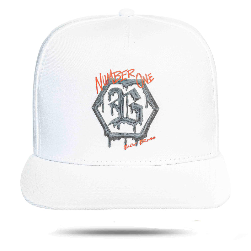 Boné Branco Snapback Aba Reta Hexagon Contra Aba Vermelha