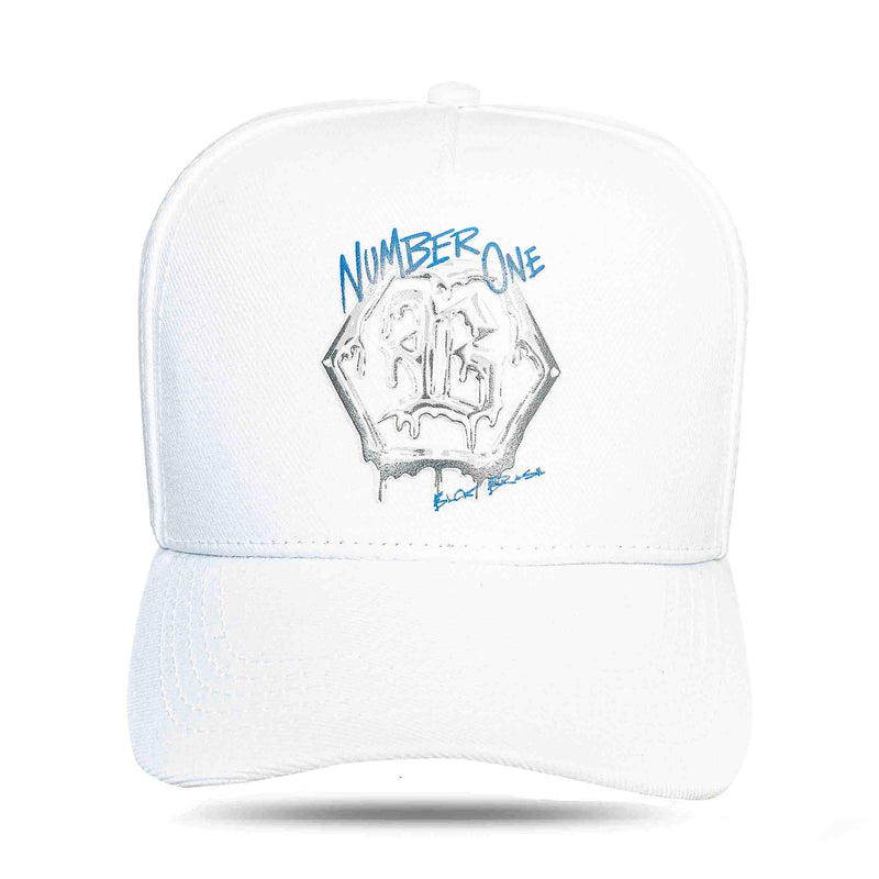 Boné Branco Snapback Hexagon Contra Aba Azul