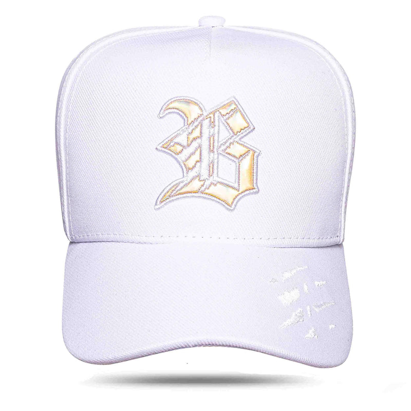 Boné Branco Snapback Tiger Holográfico Dourado