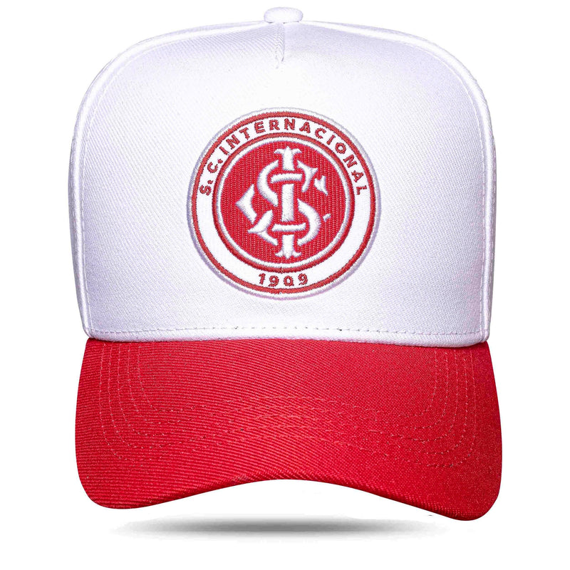 Boné Sport Club Internacional - Branco Aba Vermelha Escudo Snapback - Blck Brasil