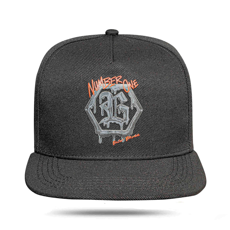 Boné Preto Snapback Aba Reta Hexagon Contra Aba Vermelha