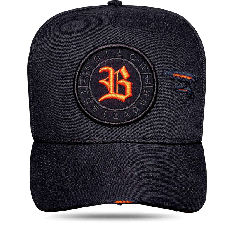 Boné Preto Snapback Cotton Follow Laranja