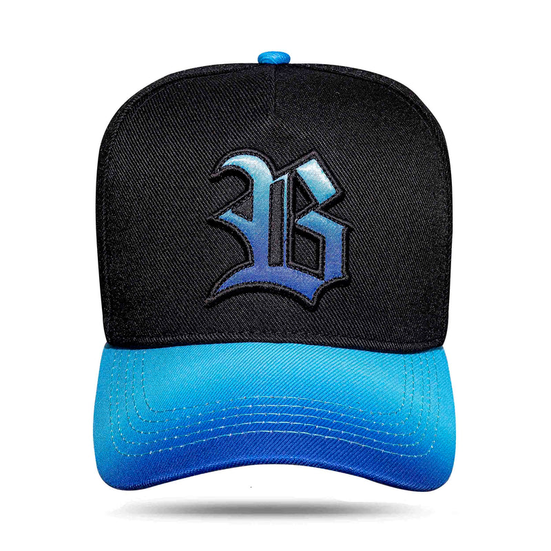 Boné Snapback Preto Aba Degradê Azul Royal