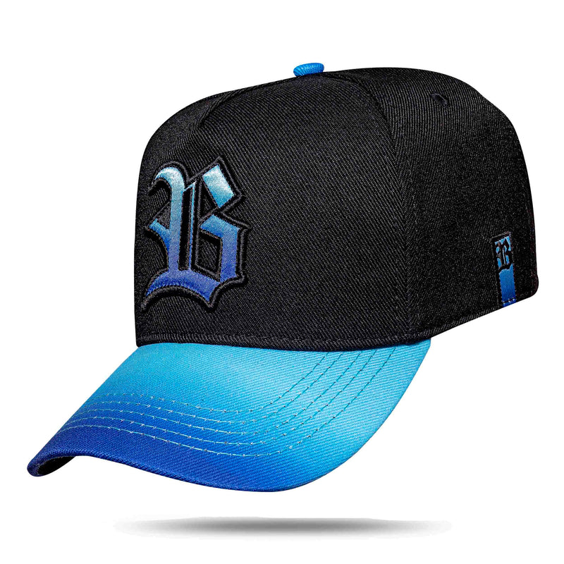 Boné Snapback Preto Aba Degradê Azul Royal