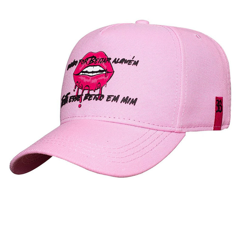 Boné Snapback Quando for Beijar Alguém Rosa - Lauana Prado