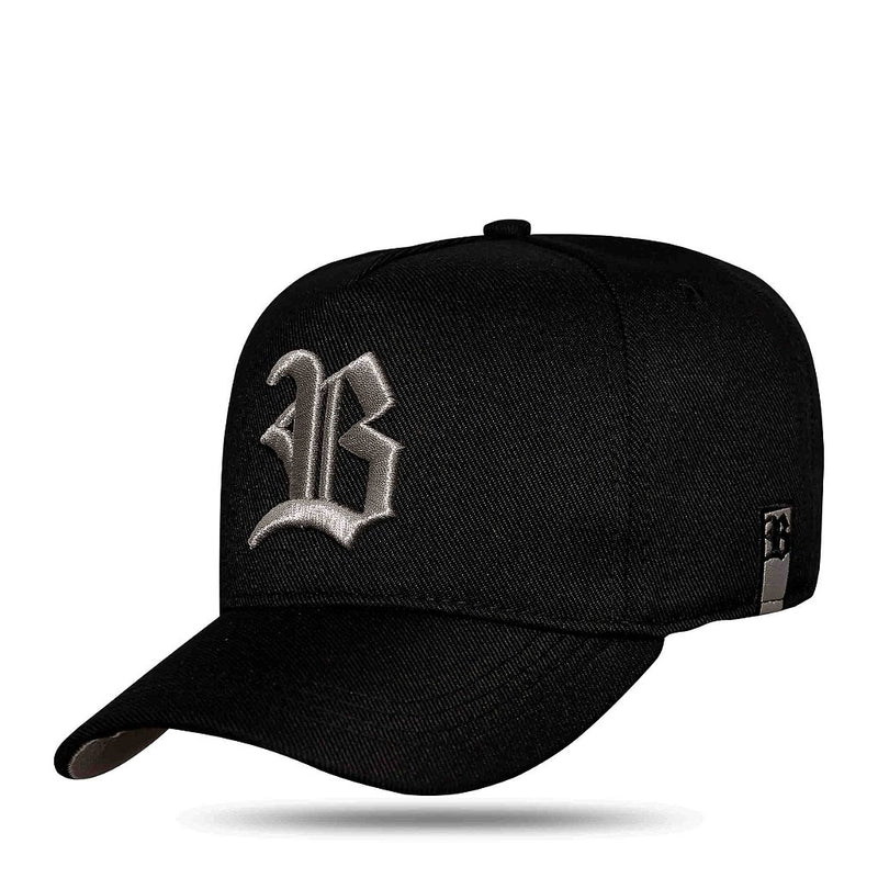 Boné Preto Snapback Font Silver