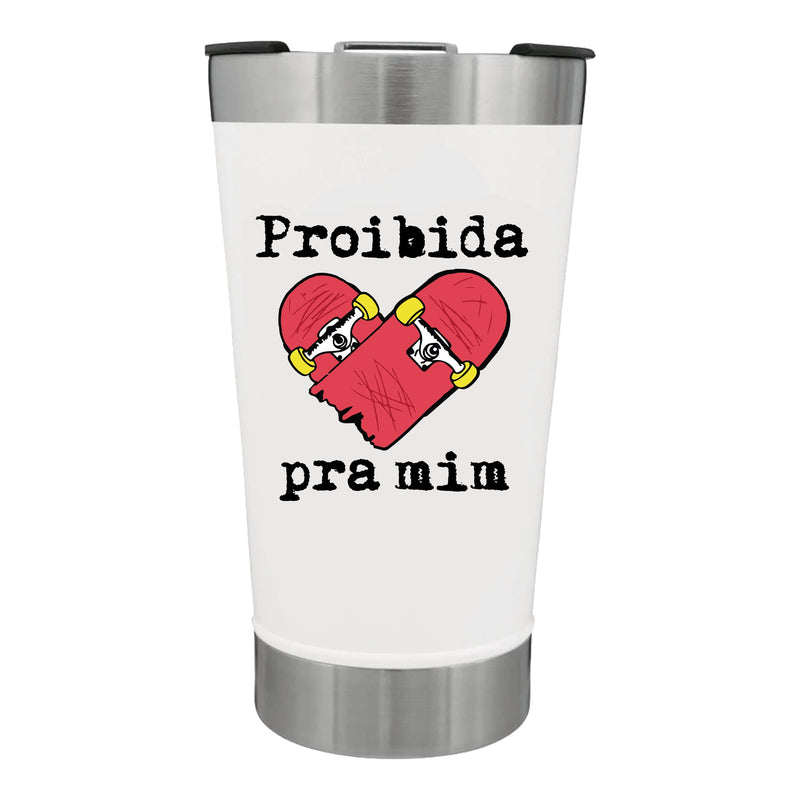 Copo Térmico Charlie Brown Jr 600ml - Proibida Pra Mim Branco