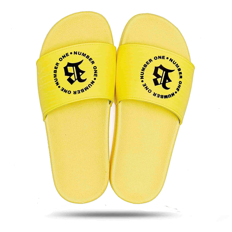 Chinelo Slide BLCK Amarelo Neon Circle Number One Preto