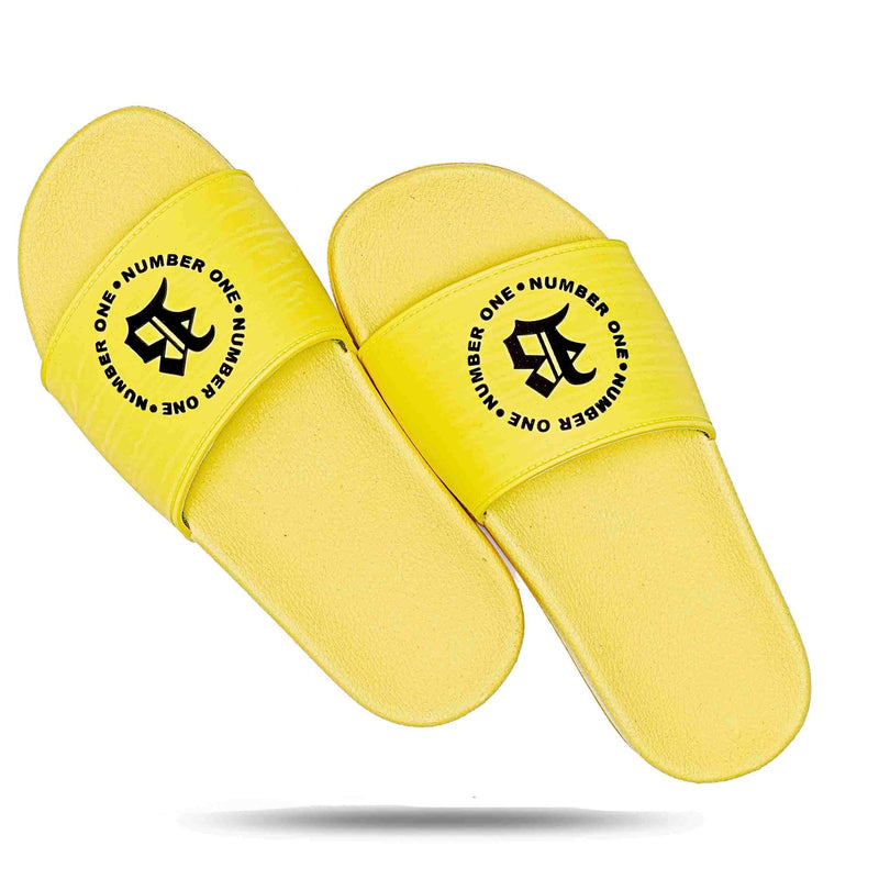 Chinelo Slide BLCK Amarelo Neon Circle Number One Preto