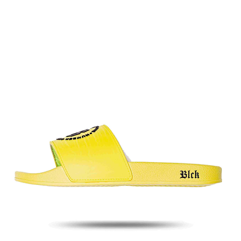 Chinelo Slide BLCK Amarelo Neon Circle Number One Preto