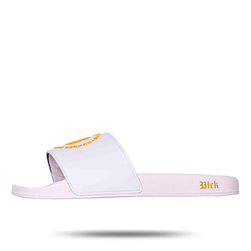 Chinelo Slide Branco Circulo Number One Gold