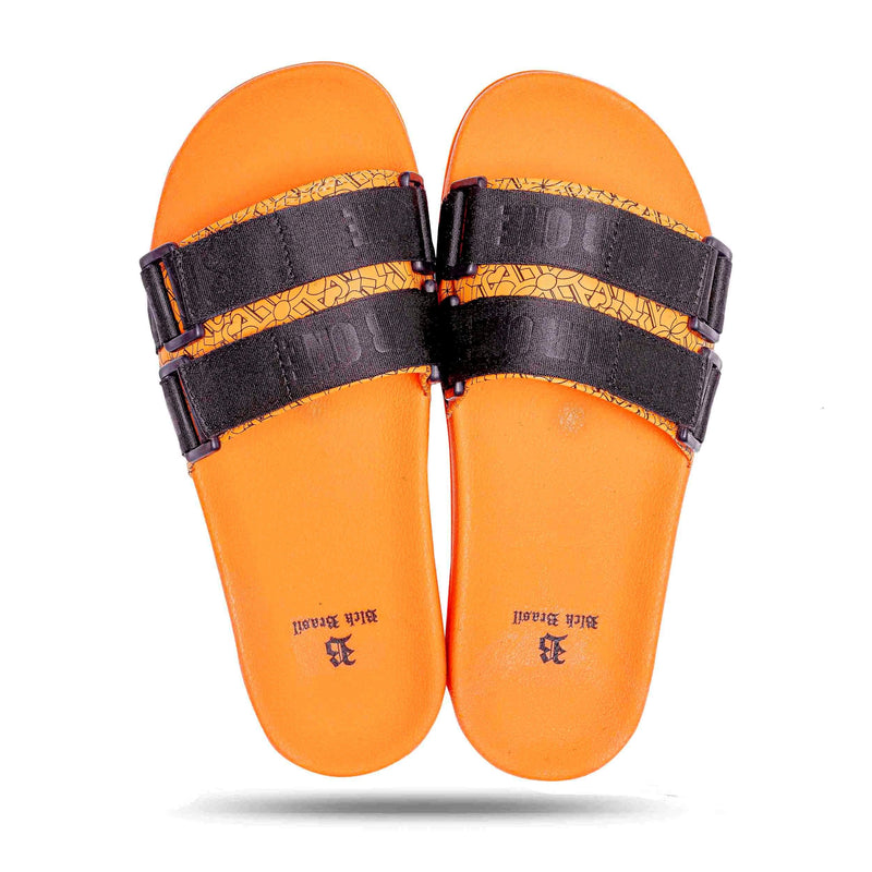 Chinelo Slide Laranja Velcro