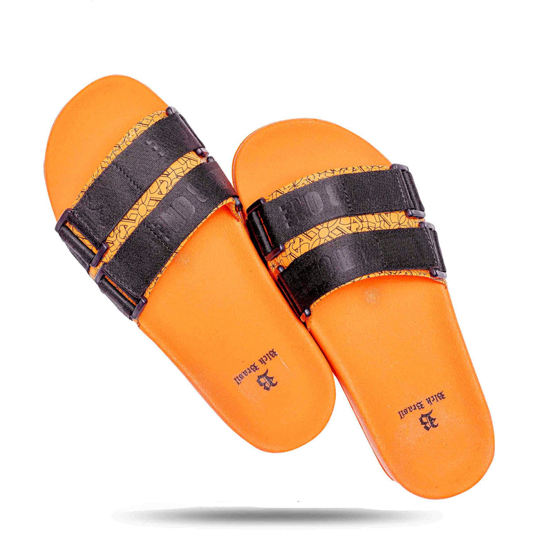 Chinelo Slide Laranja Velcro