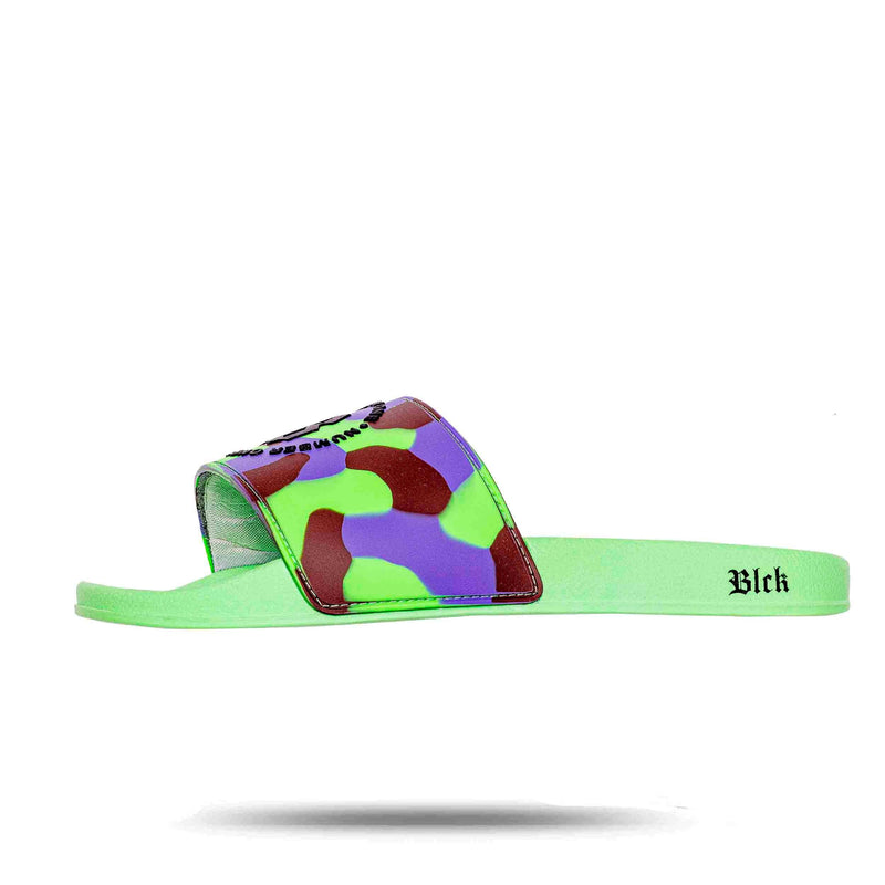 Chinelo Slide Verde Camuflado Neon