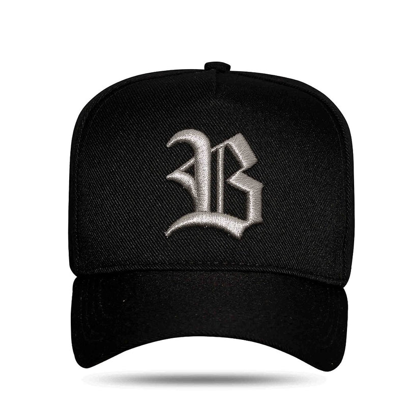 Boné Preto Snapback Font Silver