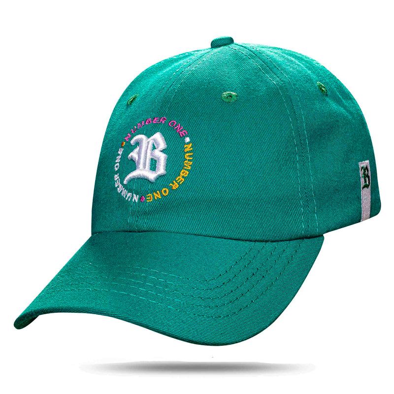 Boné Dad Hat Verde Circulo Number One Logo Branco