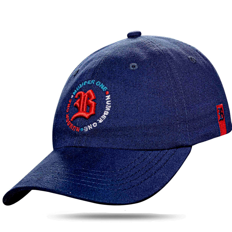 Boné Dad Hat Azul Marinho Circulo Number One Logo Vermelho