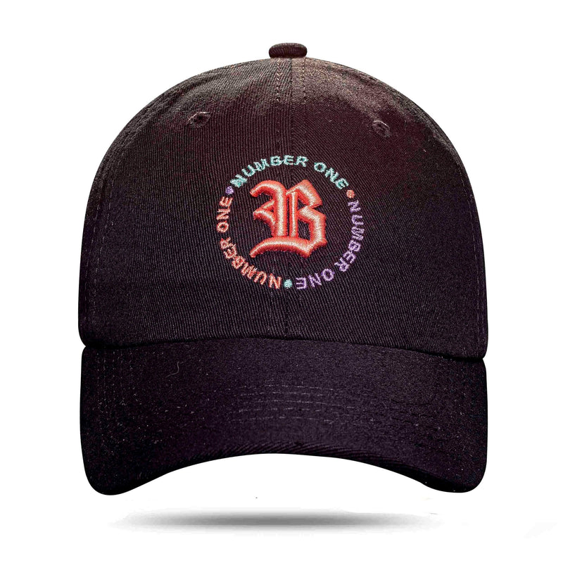 Boné Dad Hat Preto Circulo Number One Logo Coral