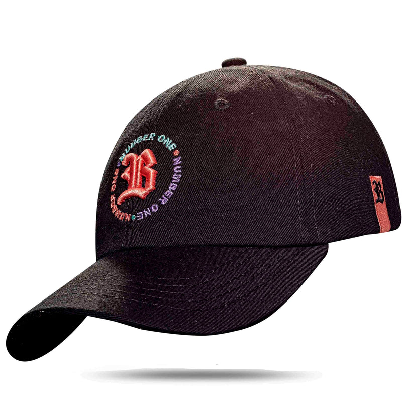 Boné Dad Hat Preto Circulo Number One Logo Coral