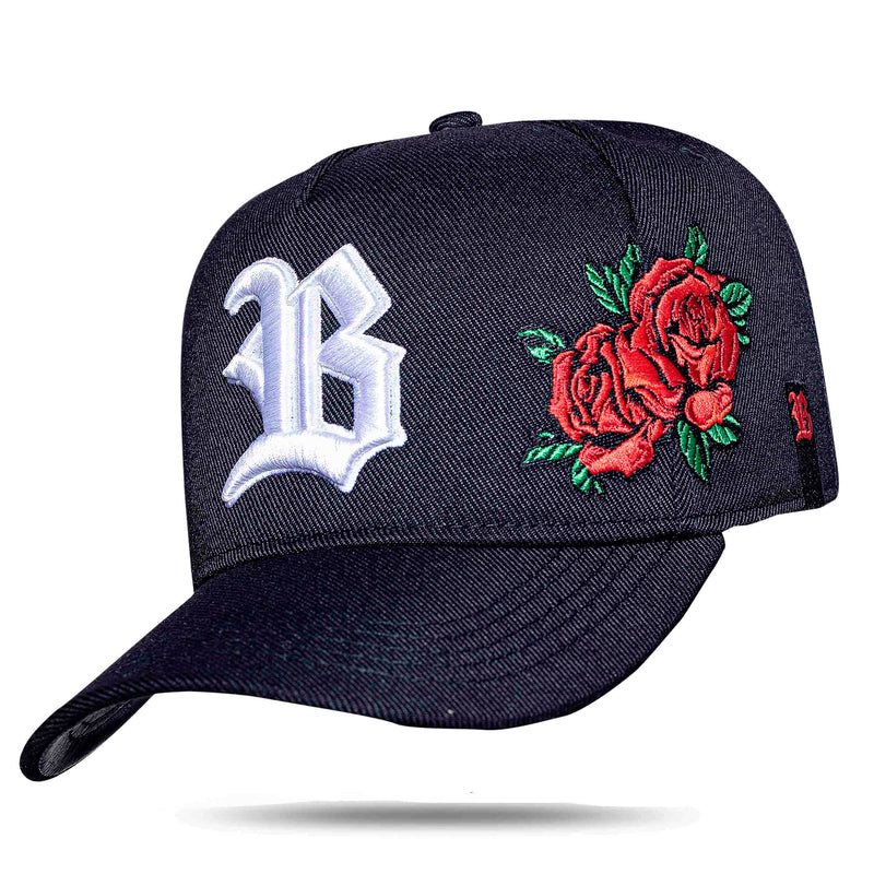 Boné Snapback Preto Side Roses